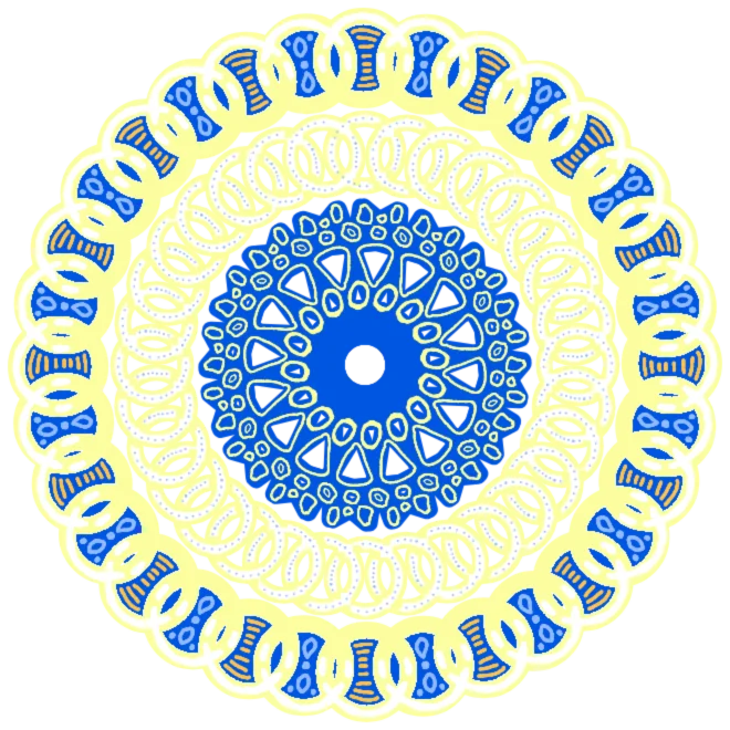 Cobalt blue and cream white symmetric mandala pattern available for custom printing