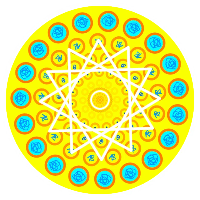 Summer Star bright yellow and orange mandala available to customize on our site